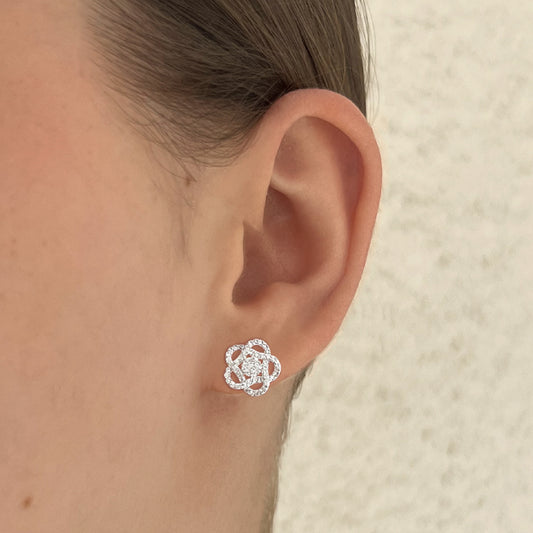 aretes flor camelia (plata de ley 925)