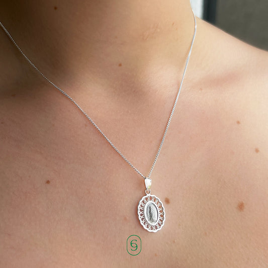 collar virgen resplandor (plata de ley 925)