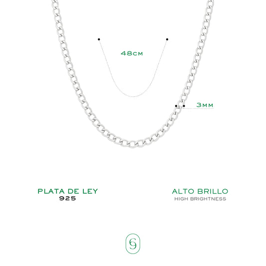 cadena barbada (plata de ley 925)