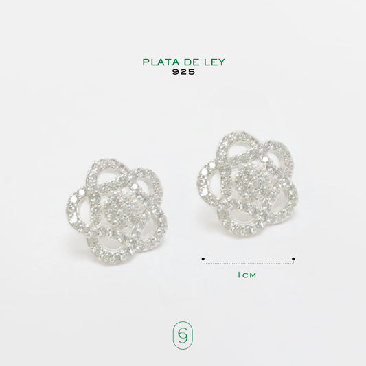 aretes flor camelia (plata de ley 925)