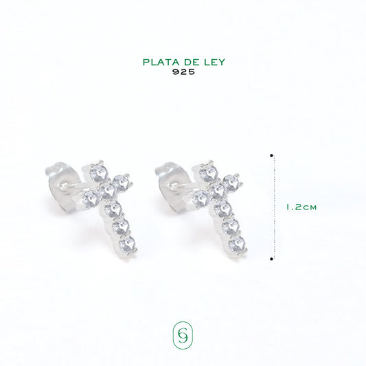 aretes cruz (plata de ley 925)