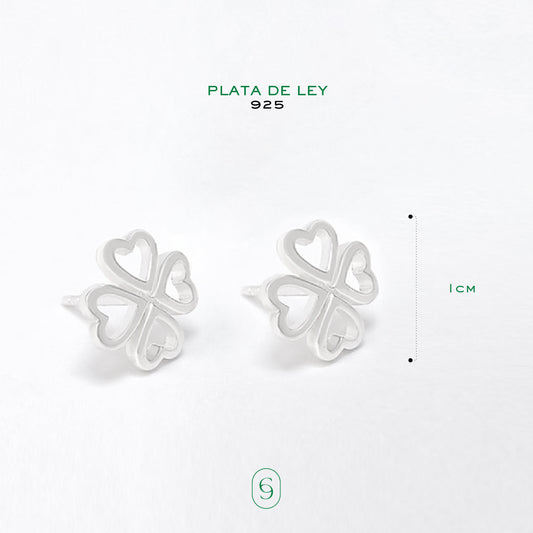 aretes trébol (plata de ley 925)