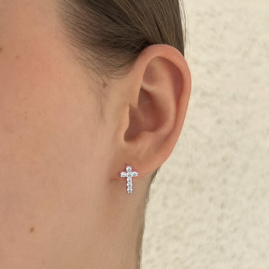 aretes cruz (plata de ley 925)