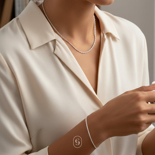 kit collar y pulsera italia (plata de ley 925)