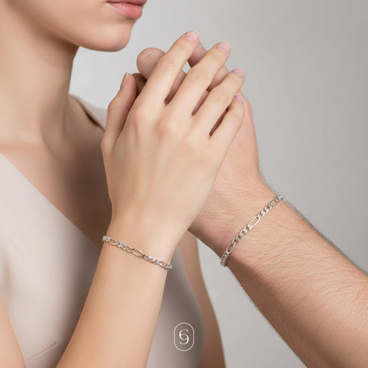 kit 2 pulseras figaro (plata de ley 925)