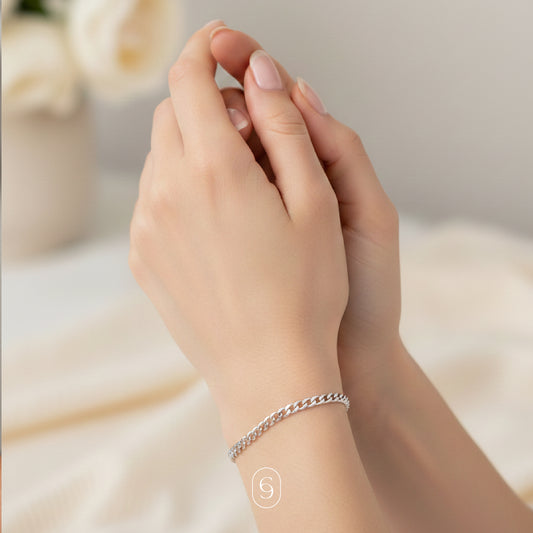 pulsera barbada o figaro (plata de ley 925)