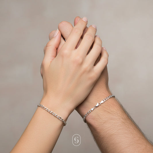 kit 2 pulseras Barbadas (plata de ley 925)