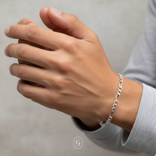 kit 2 pulseras figaro (plata de ley 925)