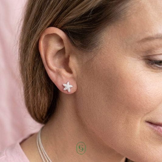 aretes estrella de mar (plata de ley 925)