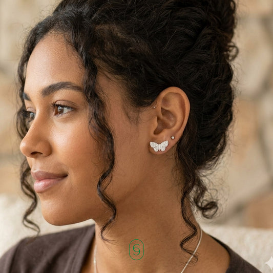 aretes mariposa (plata de ley 925)